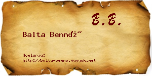Balta Bennó névjegykártya